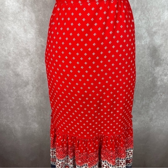 Misa Los Angeles Larsen Cold-Shoulder Bohemian Printed Midi Dress In Red Size S - Picture 8 of 11